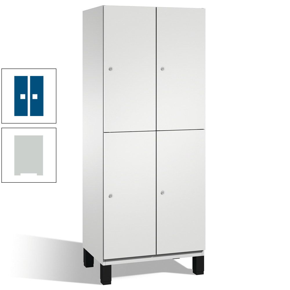 Fächerschrank, Stahlschrank, doppelstöckig, 4 Fächer, Füße, Korpus anthrazitgrau, Tür anthrazitgrau, 1.980 x 600 x 525 mm (HxBxT)