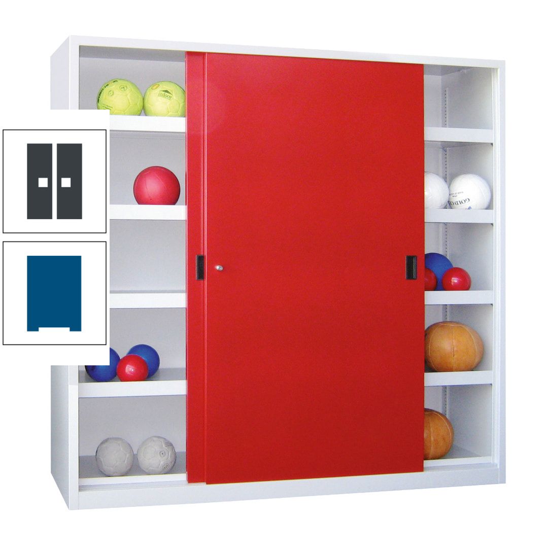 Ballschrank - Schiebetüren - Trennwand - 8 Böden - 1.950x1.500x600 mm (HxBxT) - anthrazitgrau