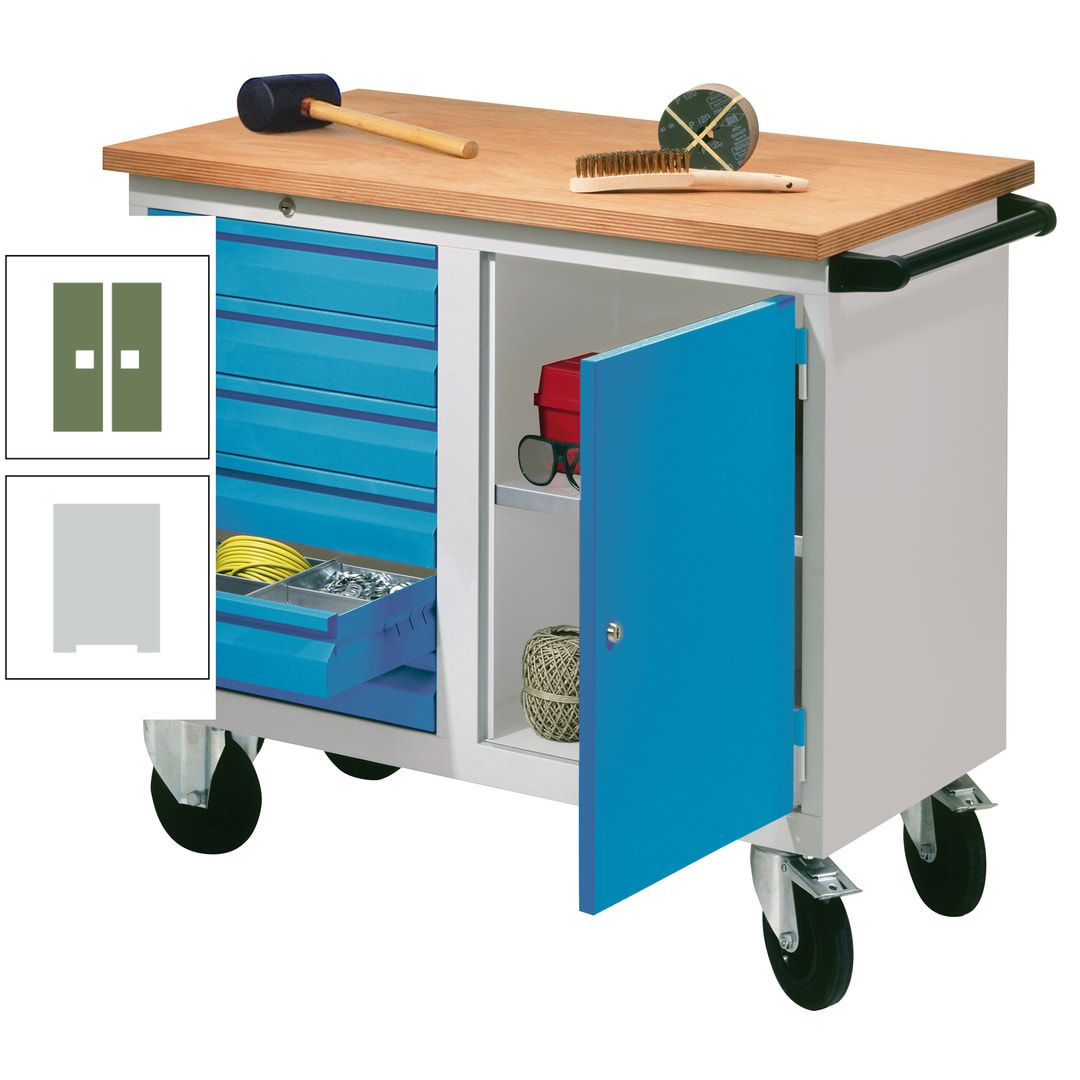 Mobile Werkbank - Werkstattwagen - 915 x 1.090 x 600 mm - 6 Schubladen und Schrankfach - anthrazitgrau