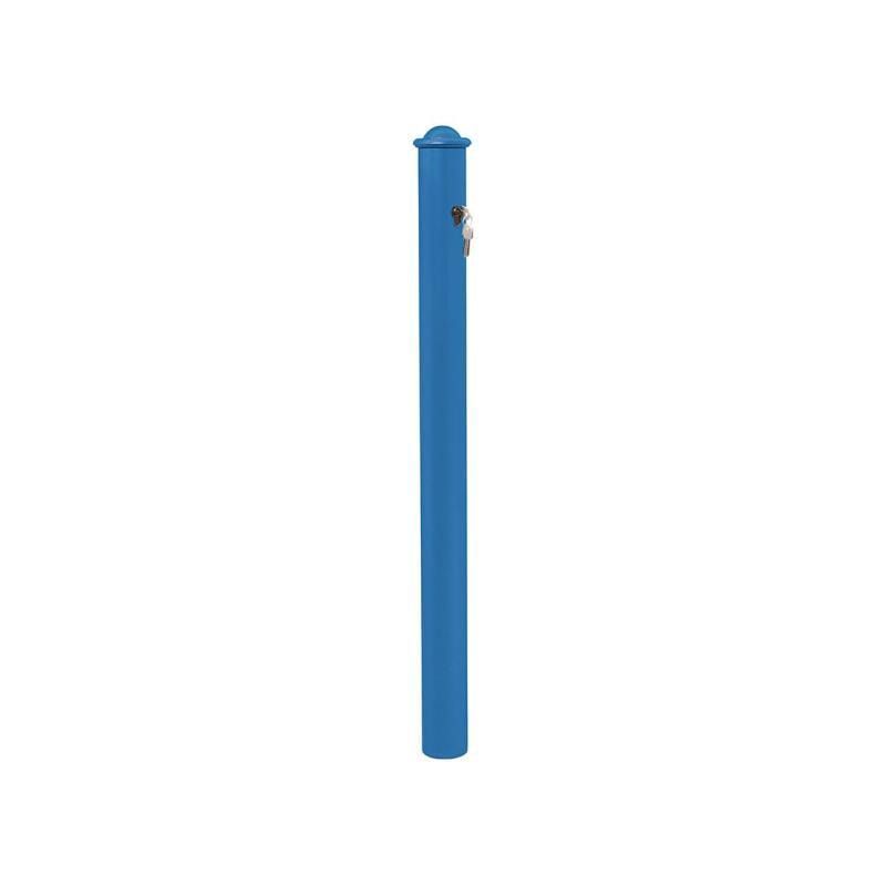 Herausnehmbarer Pfosten mit Helmkopf und Zylinderschloss - 76 x 885 mm (DxH) - Farbe enzianblau