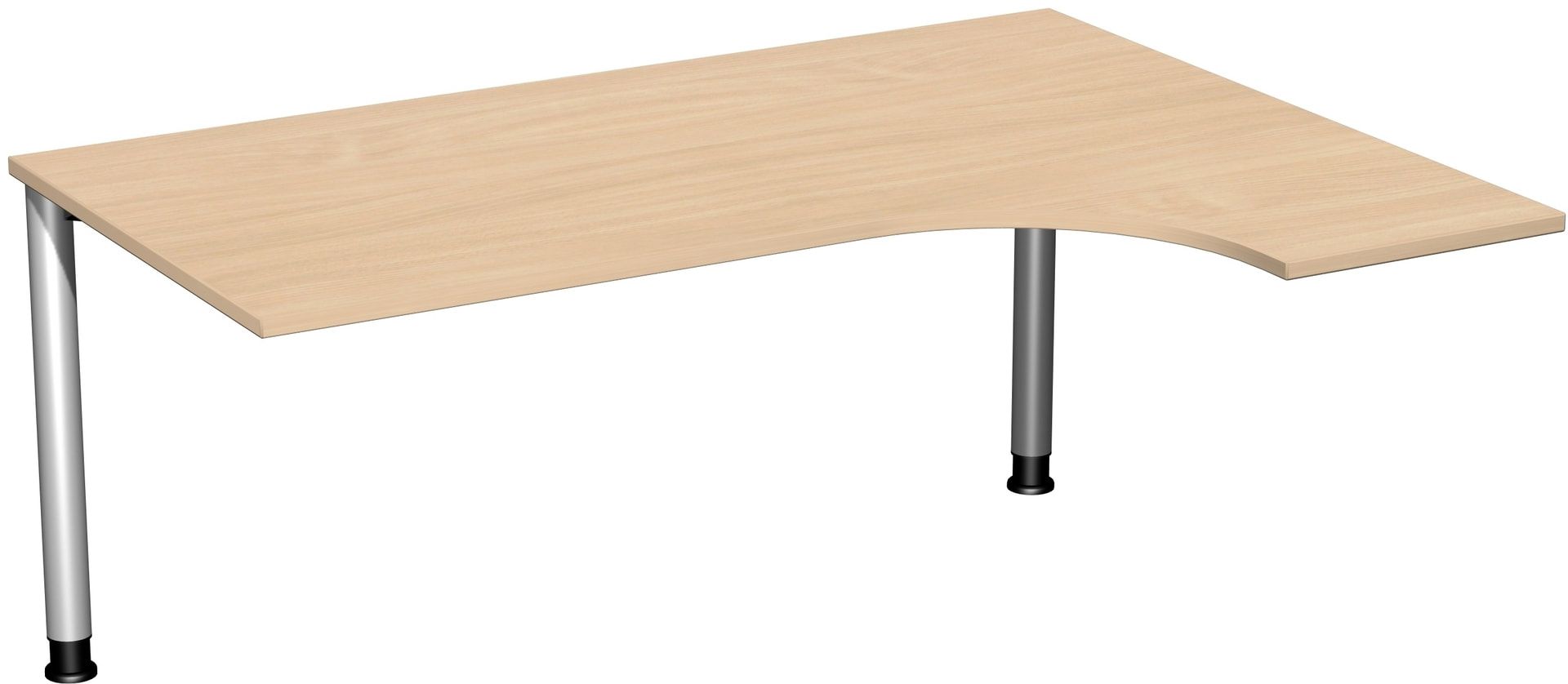 Eckschreibtisch mit einseitig verkürzten, 4-Fuß Flex, Ecke rechts, Höhe 680-800 mm, 1.600 x 1.200 mm (BxT), Gestell anthrazit, Ahorn