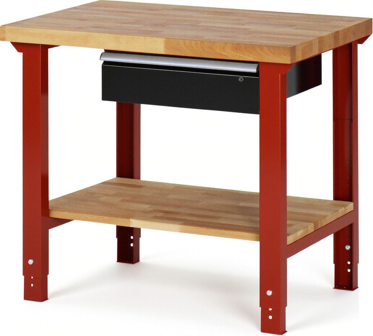 Werkbank mit Ablage - 1 Schublade - 150:1 - höhenverstellbar 790 - 1.140 mm - 1.000 x 700 mm (BxT) - 750 kg - Buche - Anthrazitgrau
