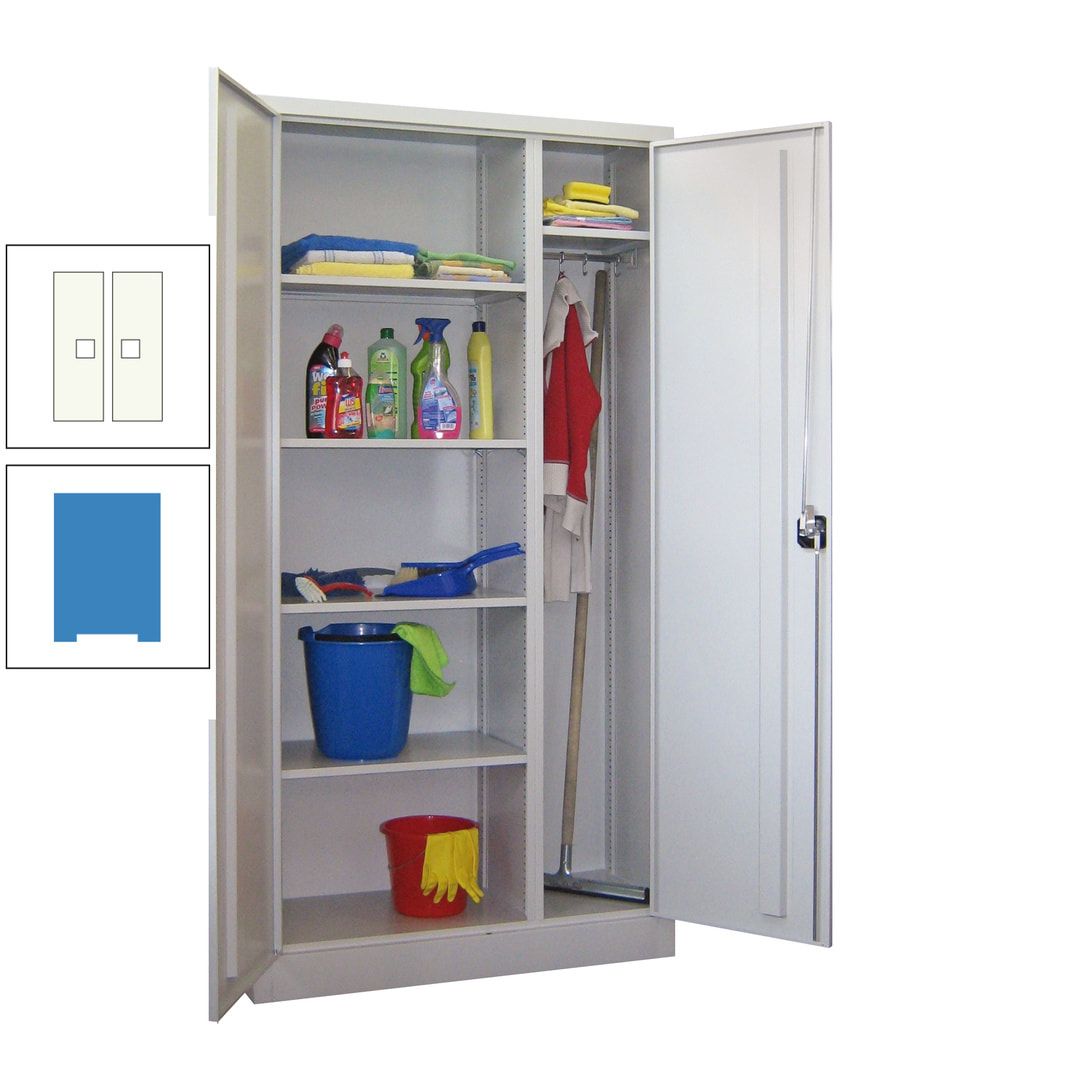 Putzschrank mit Trennwand - 1.950x1.000x400 mm (HxBxT) - Böden pulverbeschichtet - anthrazitgrau