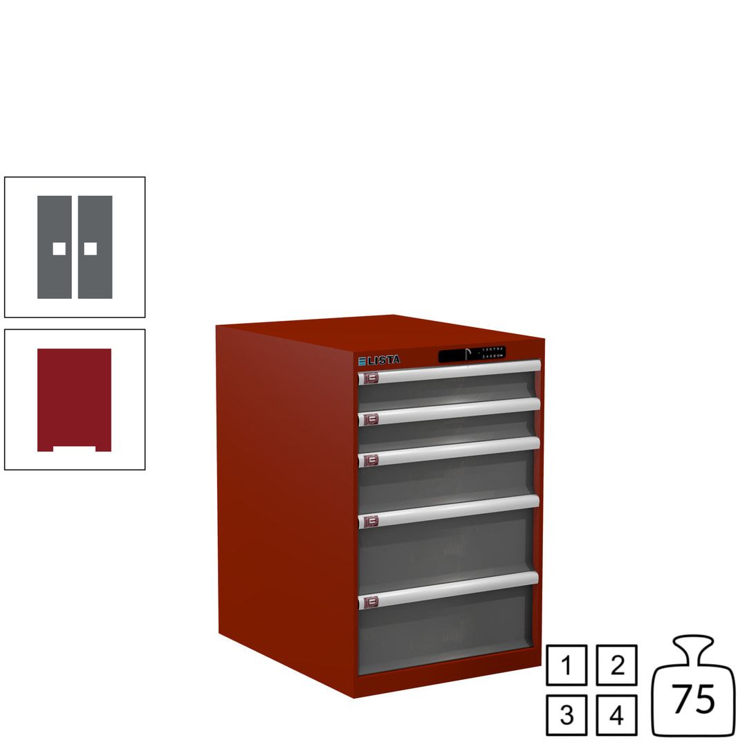 Lista Schubladenschrank - 14.399.010 - 850x564x725 mm (HxBxT) - 5 Schubladen - 75 kg - Key Lock - lichtblau (RAL 5012)