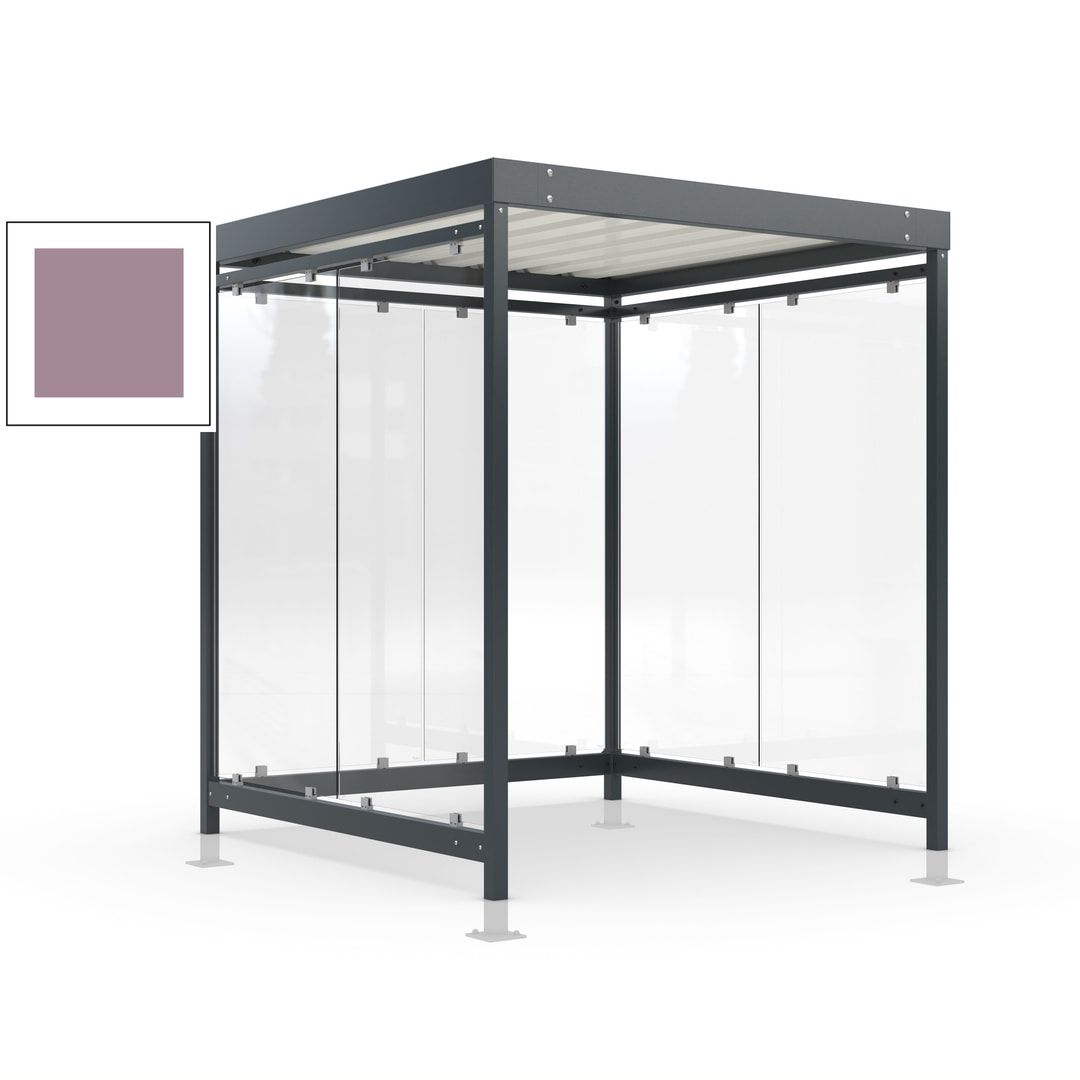 Raucherunterstand, Bushaltestelle, Bausatz, mit Überpflasterung, 6-7 Personen, 6 Wände, 2.440 x 2.165 x 2.165 mm (HxBxT), Achatgrau