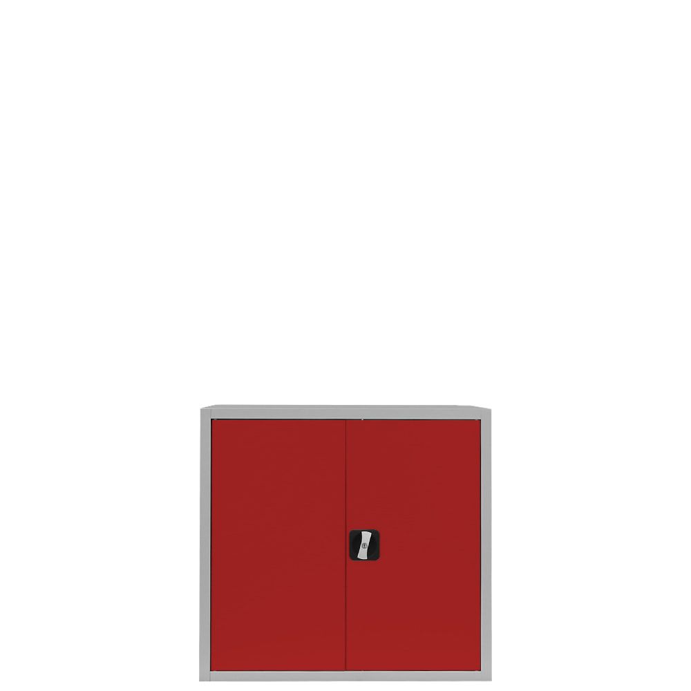 Aktenschrank, Büroschrank, abschließbar, Flügeltüren, 1 Fachboden, 750 x 800 x 383 mm (HxBxT), Stahl, Korpus und Türen in lichtgrau