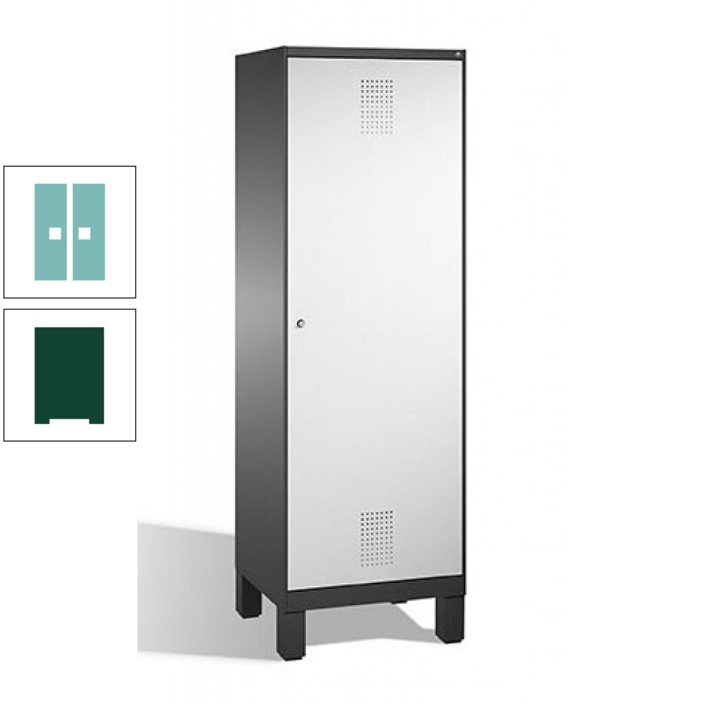 Doppel-Spind, Garderobenschrank, 1 Tür für 2 Abteile a 300 mm, Korpus anthrazitgrau, Türen anthrazitgrau, 1.850 x 600 x 500 mm (HxBxT)