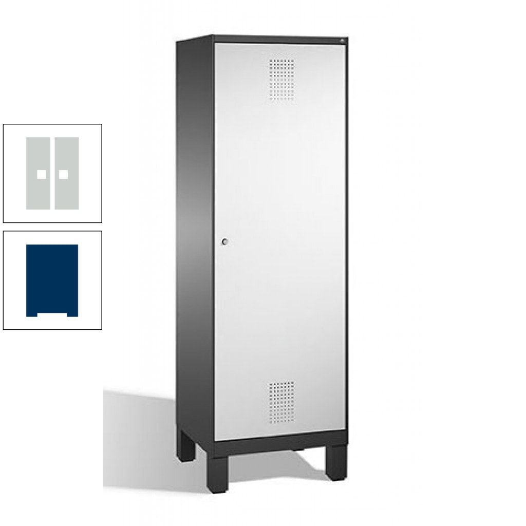 Doppel-Spind, Garderobenschrank, 1 Tür für 2 Abteile a 300 mm, Korpus anthrazitgrau, Türen anthrazitgrau, 1.850 x 600 x 500 mm (HxBxT)