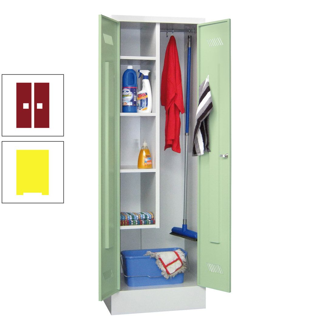 Putzschrank mit Sockel - 1 Abteil mit Trennwand - 1.850x600x500 mm (HxBxT) - Drehriegel - anthrazitgrau