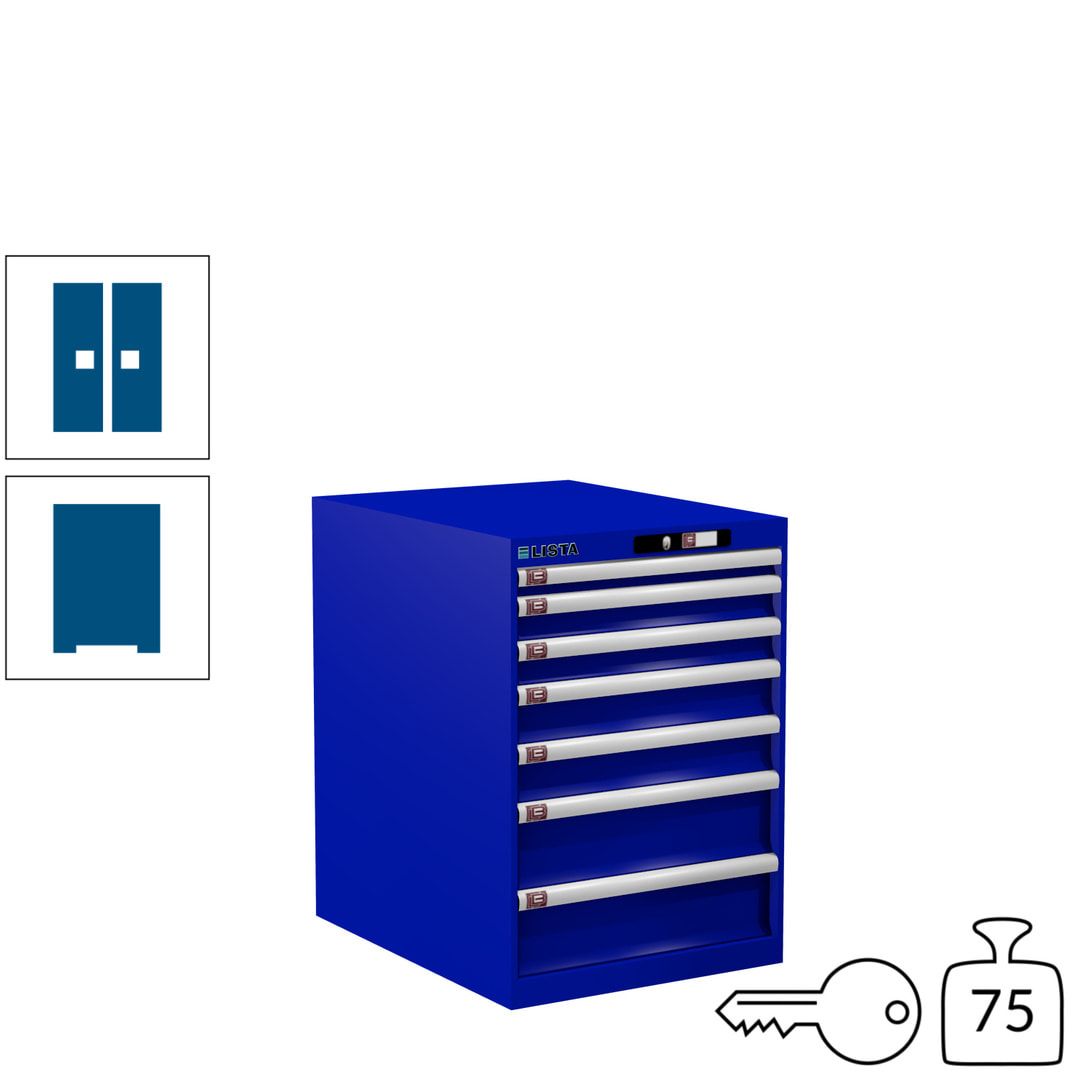 Lista Schubladenschrank - 14.354.010 - 800x564x725 mm (HxBxT) - 7 Schubladen - 75 kg - Key Lock - lichtblau (RAL 5012)