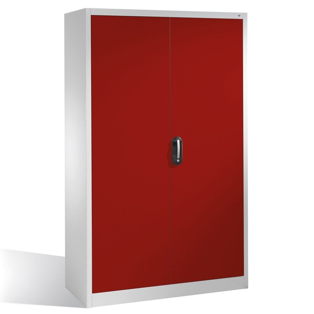 C+P Stahlschrank, Werkzeugschrank, Geräteschrank, abschließbar, 4 Fachböden, Korpusfarbe lichtgrau, Front enzianblau, 1.950 x 1.200 x 400 mm (HxBxT)