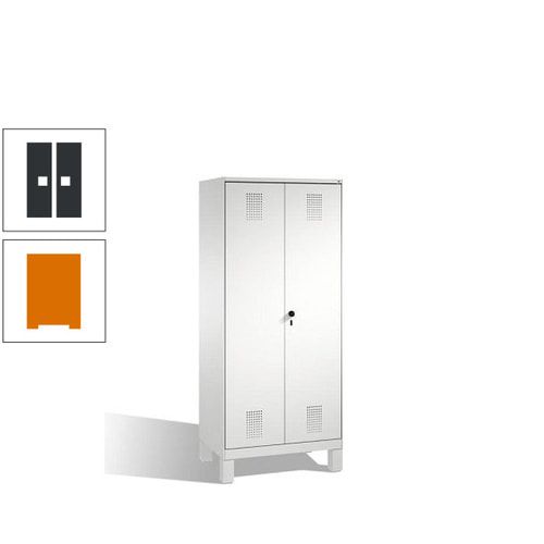 Doppel-Spind, Doppeltüren, Garderobenschrank mit Füßen, 2 Abteile a 400 mm, Korpus anthrazitgrau, Tür anthrazitgrau, 1.850 x 800 x 500 mm (HxBxT)