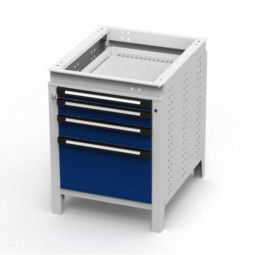 OTTOKIND Werkbank - Arbeitsplatte bündig - 850 x 605 x 750 mm (HxBxT) - 4 Schubladen - 60:1 / 90:1 / 120:1 / 300:1 - lichtgrau / anthrazitgrau