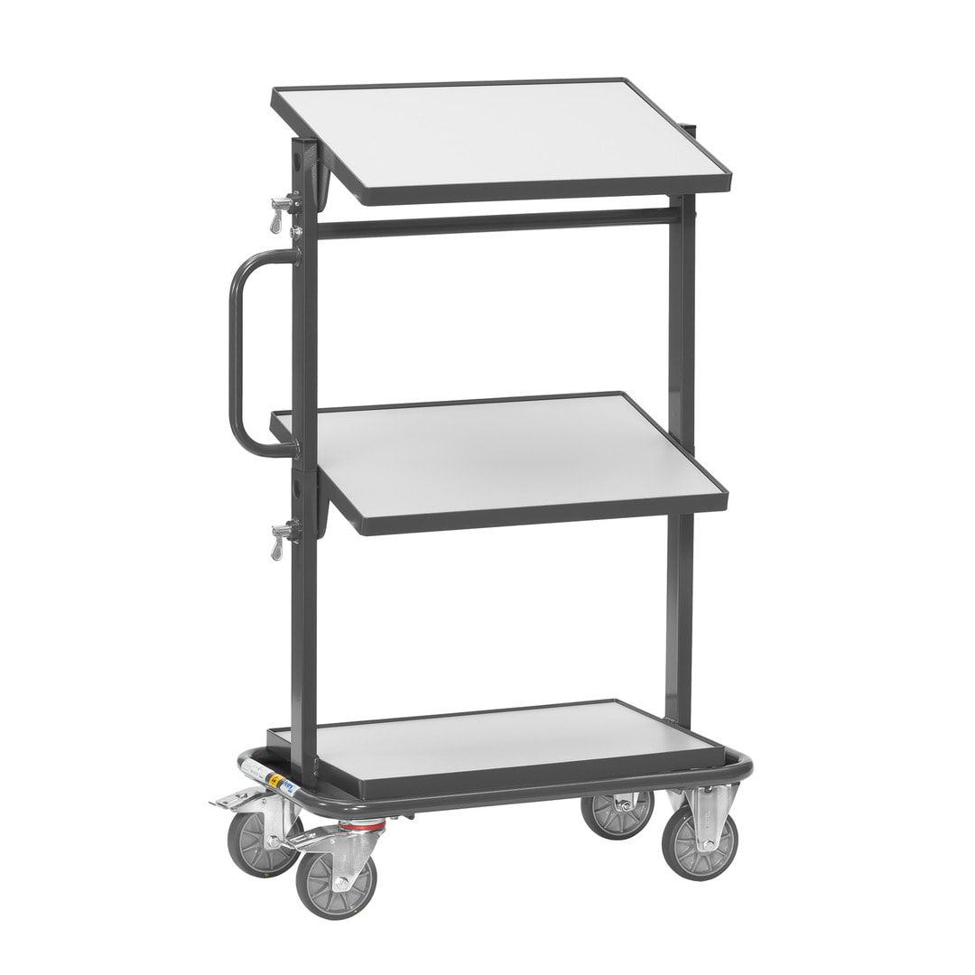 Fetra - ESD-Etagenwagen für Eurokästen - 3 Etagen - Bodenplatten - feste Ladeflächen - Tragkraft 200 kg - 1.178 x 455 x 821 mm (HxBxT)