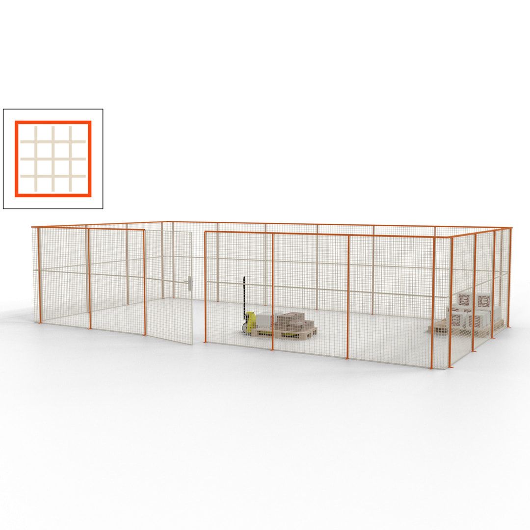 Maschinen Schutzgitter - Hallentrennwand - Sicherheitszaun - Tür - 27 m - 2.200 x 9.400 x 4.900 mm (HxBxT) - enzianblau
