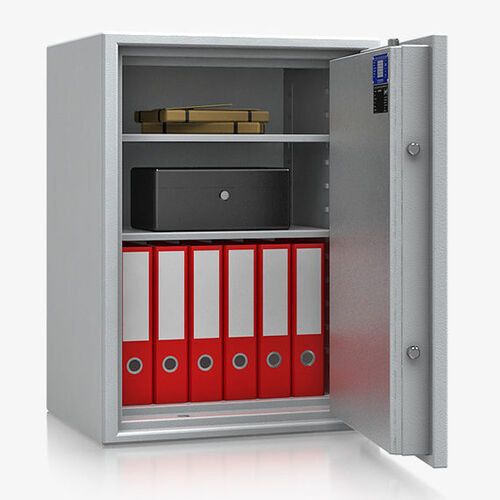 Dokumententresor, Geldschrank, Safe, VdS Klasse 1, 60 Minuten feuerfest, Türen 1-flügelig, 1 Fachboden, 615 x 589 x 471 mm (HxBxT), Farbe lichtgrau