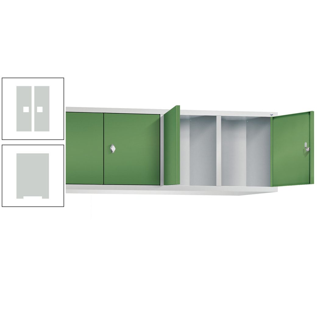 Aufsatzschrank für Spinde und Schließfachschränke, Doppeltüren, 4 Abteile, Korpus anthrazitgrau, Türfarbe anthrazitgrau, 500 x 1.590 x 500 mm (HxBxT)