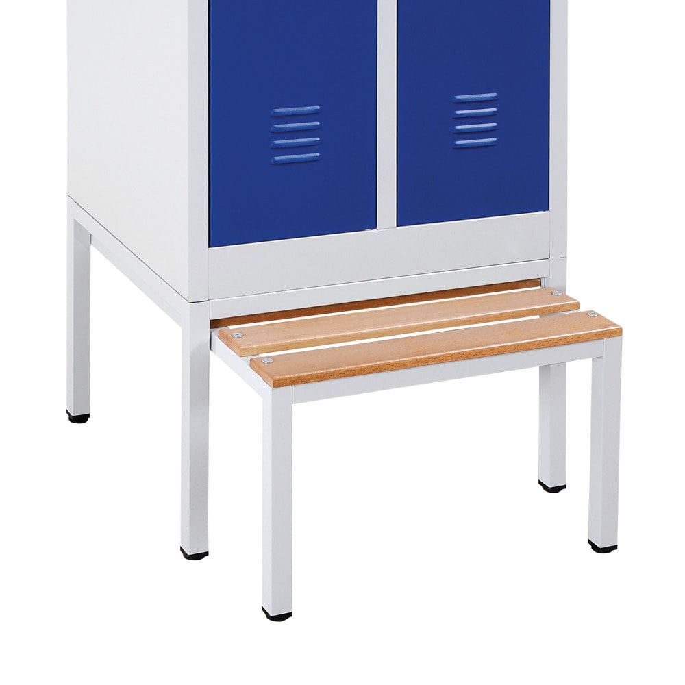 Untergestell, ausziehbare Sitzbank, Garderobenuntergestell, 400 x 1.170 x 800 mm (HxBxT), Gestellfarbe: lichtgrau, Sitzleisten: Buche