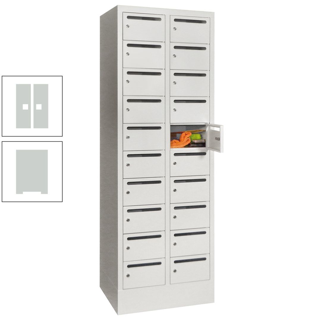 Postverteilerschrank, Schließfachschrank, 2 Abteile a 300 mm, 20 Fächer, 1.850 x 600 x 500 mm (HxBxT), Korpus anthrazitgrau, Front anthrazitgrau