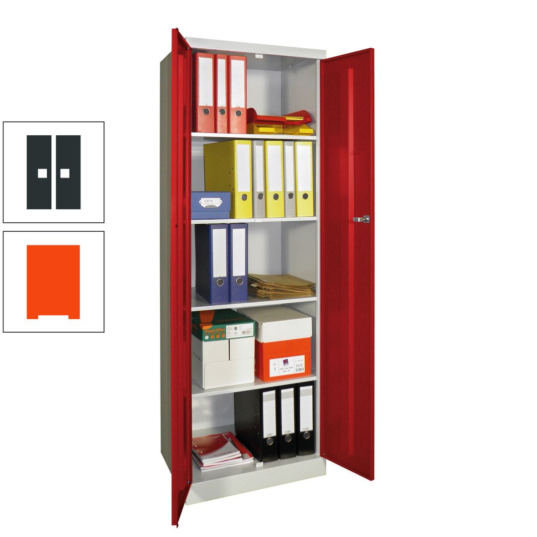 Aktenschrank - Sockel - 4 Böden - 1.800x600x500 mm (HxBxT) - Zylinderschloss - anthrazitgrau