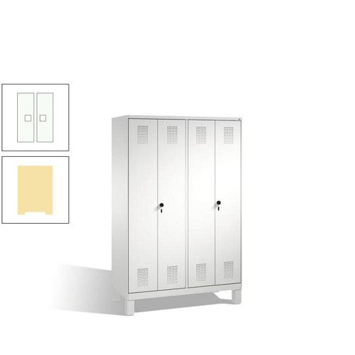 Doppel-Spind, Doppeltüren, Garderobenschrank mit Füßen, 4 Abteile a 300 mm, Korpus anthrazitgrau, Tür anthrazitgrau, 1.850 x 1.200 x 500 mm (HxBxT)