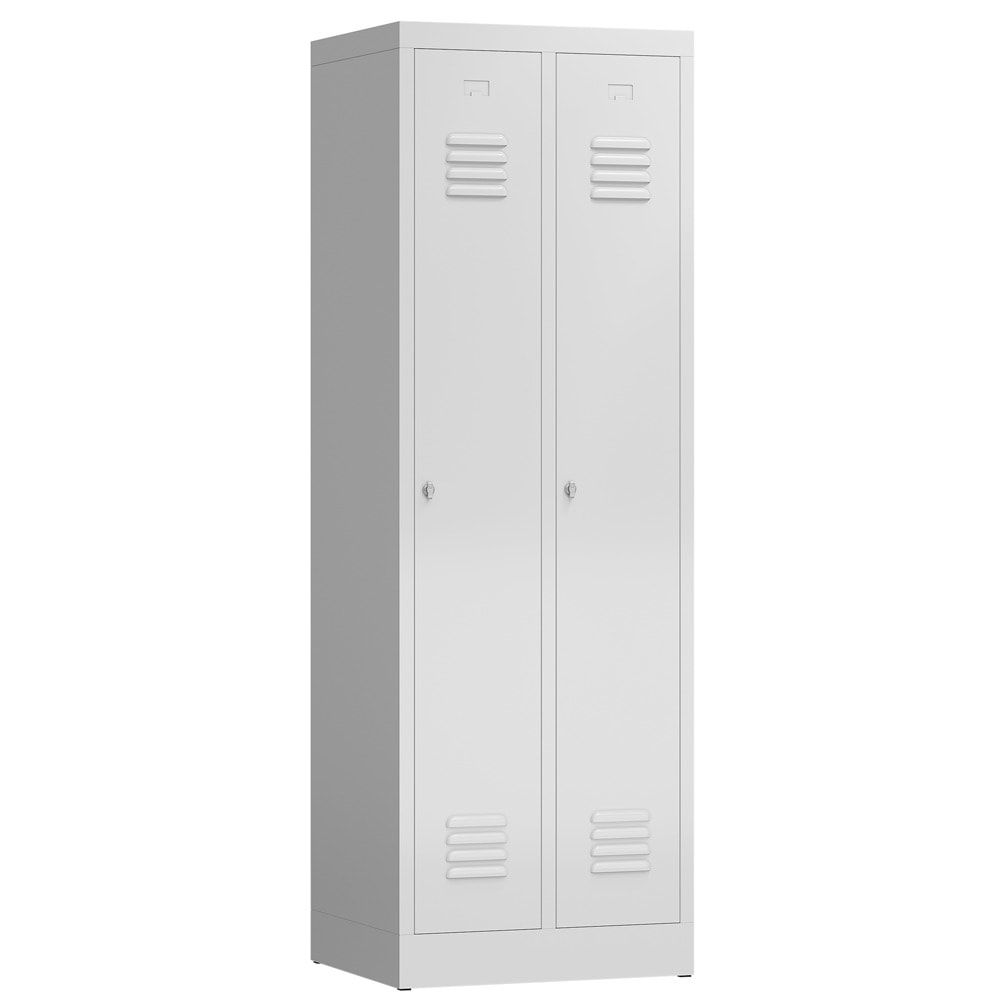 Garderobenschrank, Garderobenspind, 2 Abteile, 1.800 x 590 x 500 mm (HxBxT), Stahl, Drehriegelverschluss, Korpus: lichtgrau, Front: anthrazitgrau