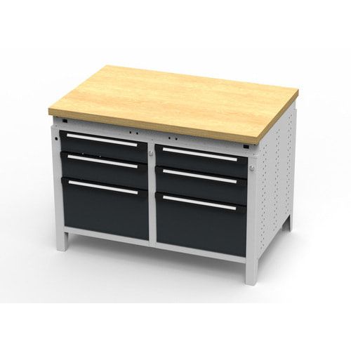 OTTOKIND Werkbank - bündige Arbeitsplatte - 850 x 1.150 x 750 mm (HxBxT) - 6 Schubladen - lichtgrau
