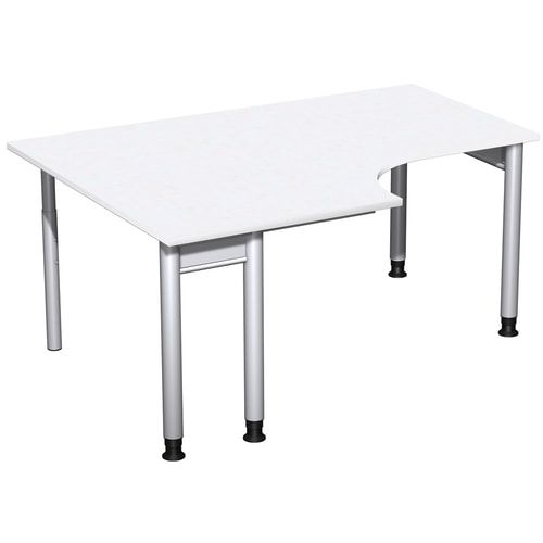 Eckschreibtisch, Eckteil 800 mm, links, Füße einseitig verkürzt, 4-Fuß Pro, höhenverstellbar, 680-800 x 1.600 x 1.200 mm (HxBxT), Dekor Ahorn