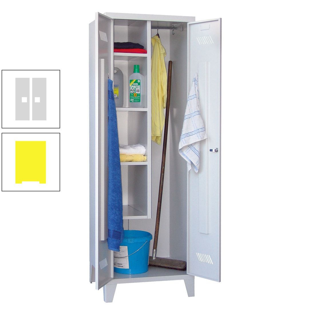 Putzschrank mit Füßen - 1 Abteil mit Trennwand - 1.850x600x500 mm (HxBxT) - Drehriegel - anthrazitgrau