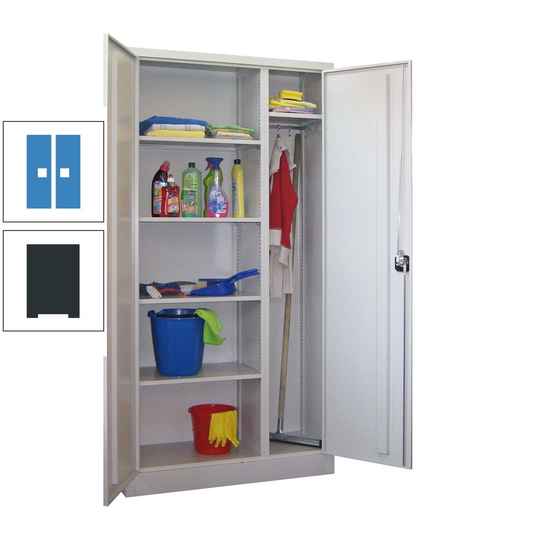 Putzschrank mit Trennwand - 1.950x1.000x400 mm (HxBxT) - Böden pulverbeschichtet - anthrazitgrau