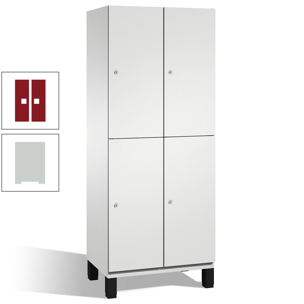 Fächerschrank, Stahlschrank, doppelstöckig, 4 Fächer, Füße, Korpus anthrazitgrau, Tür anthrazitgrau, 1.980 x 600 x 525 mm (HxBxT)