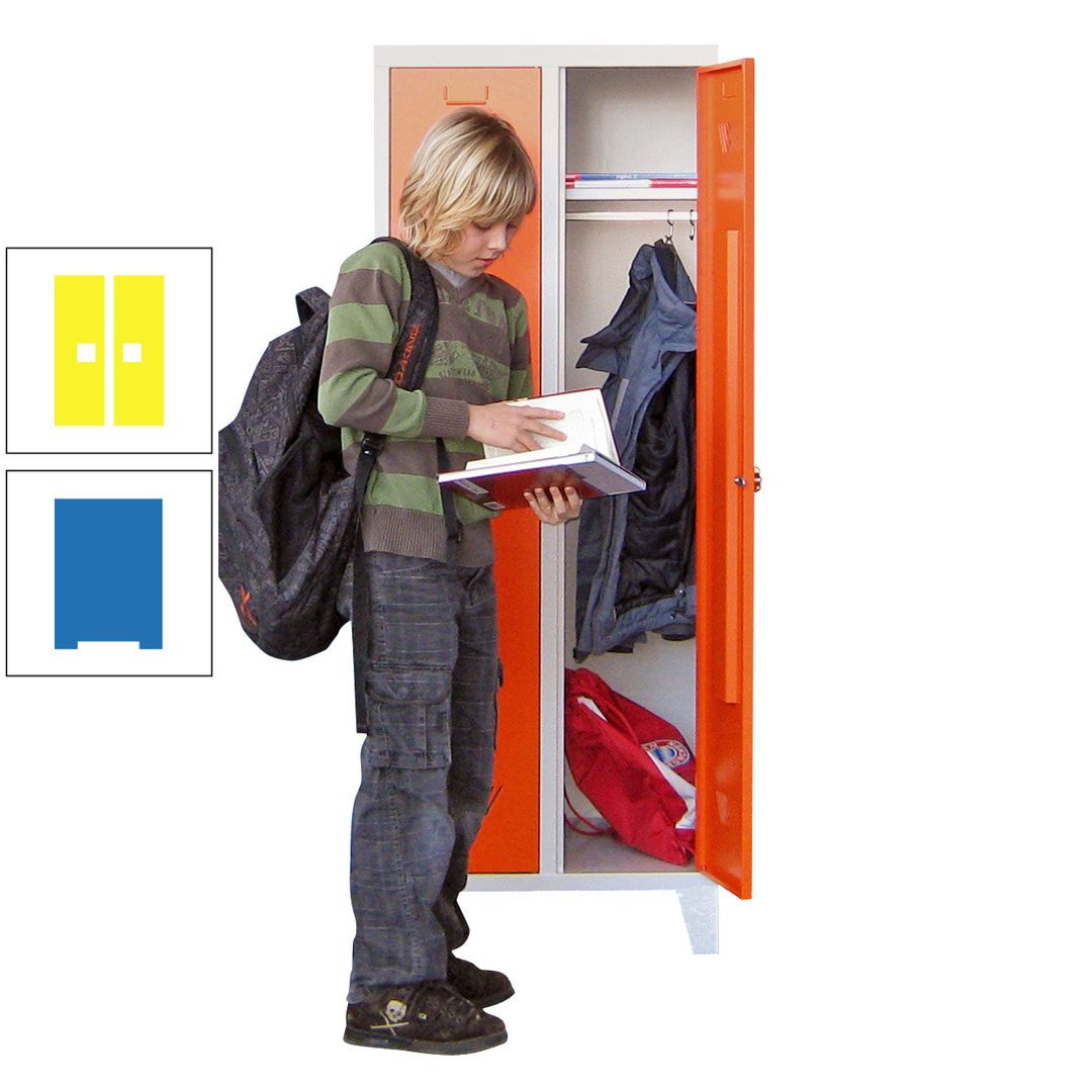 Spindschrank f. Schulen - mit Füßen - Höhe 1.600 mm - 3 Abteile a 300 mm - Drehriegel - anthrazitgrau