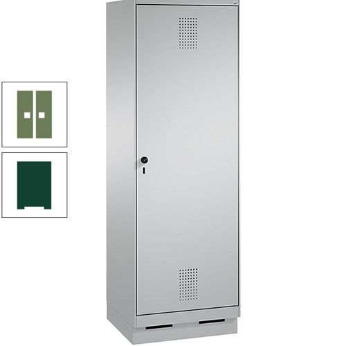 Doppel-Spind, Garderobenschrank, 1 Tür für 2 Abteile a 300 mm, Korpus anthrazitgrau, Türen anthrazitgrau, 1.800 x 600 x 500 mm (HxBxT)