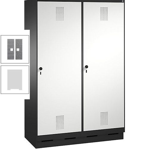 Doppel-Spind, Garderobenschrank, 2 Türen für 4 Abteile a 300 mm, Korpus anthrazitgrau, Türen anthrazitgrau, 1.800 x 1.200 x 500 mm (HxBxT)
