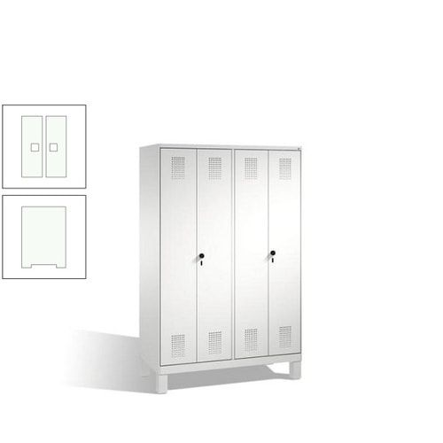 Doppel-Spind, Doppeltüren, Garderobenschrank mit Füßen, 4 Abteile a 300 mm, Korpus anthrazitgrau, Tür anthrazitgrau, 1.850 x 1.200 x 500 mm (HxBxT)