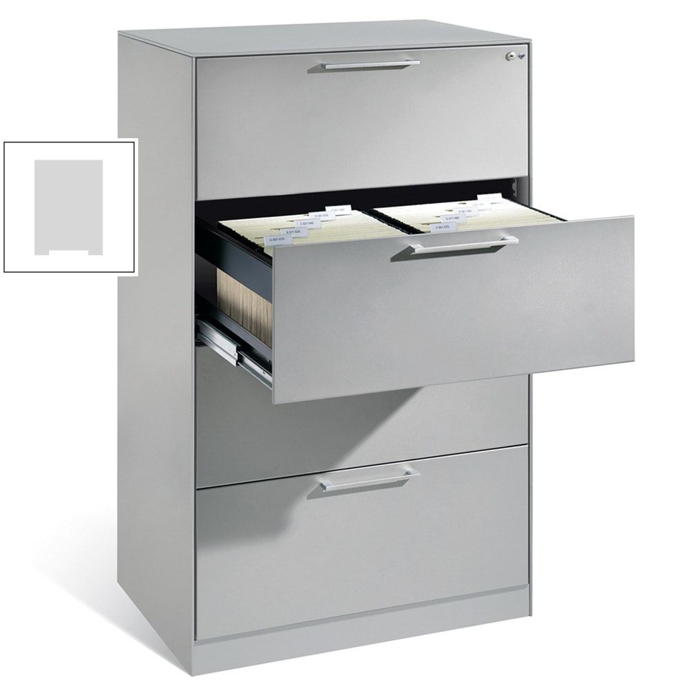Hängeregistratur, Hängeregisterschrank, Aktenschrank, Büroschrank, DIN A4, 4 Auszüge, 2-bahnig, Farbe lichtgrau, 1.298 x 800 x 600 mm (HxBxT)