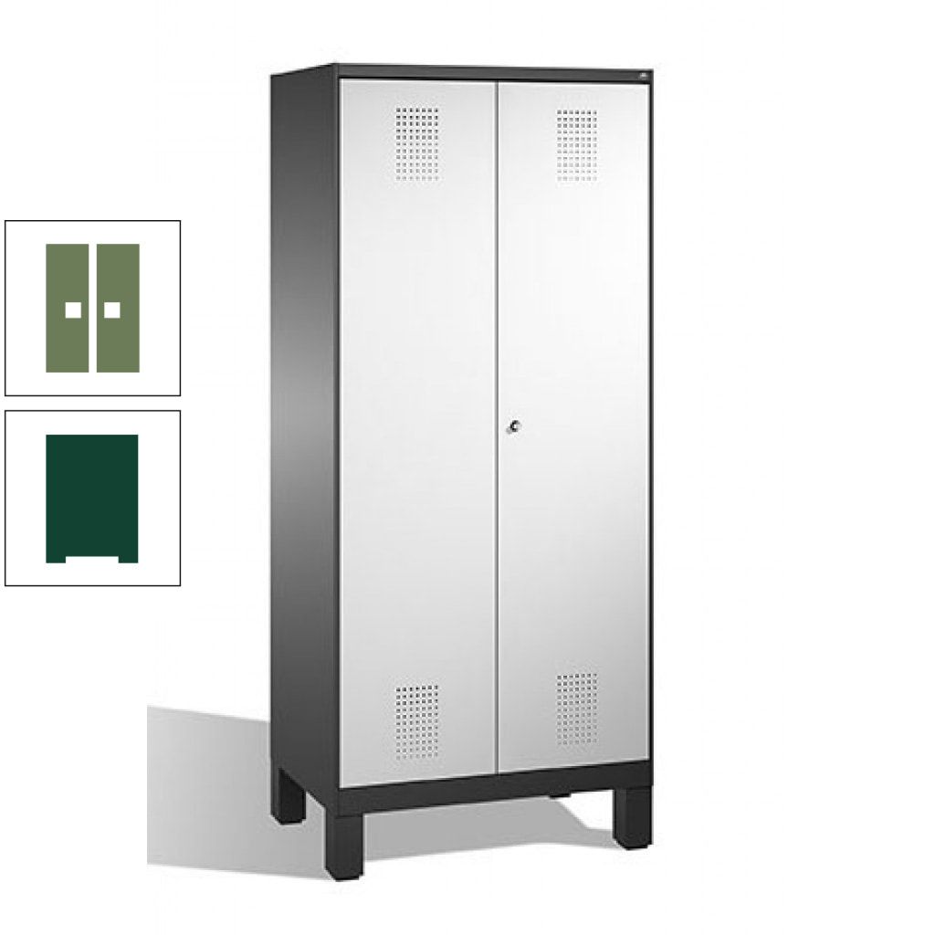 Mehrzweckschrank, Doppeltüren, auf Füßen, 2 Abteile a 400 mm, Korpus anthrazitgrau, Tür anthrazitgrau, 1.850 x 800 x 500 mm (HxBxT)