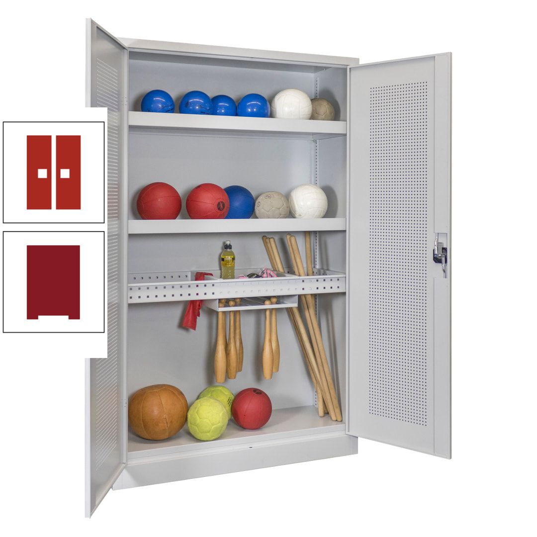 Sportschrank - Lochfeldtüren - Variante 2 - 1.950x1.200x500 mm (HxBxT) - anthrazitgrau