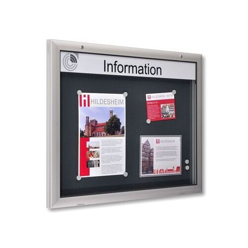 Alu Schaukasten, Schaufenster, Auslage, Werbekasten, extra flach - Übergröße, Querformat, Magnet Rückwand anthrazit, 1.025 x 1.600 x 43 mm (HxBxT)