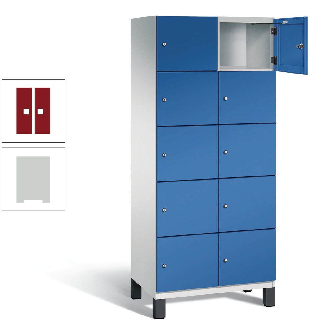 Fächerschrank, Stahlschrank, 10 Fächer, Türöffnungsbegrenzer, Füße, 1.980 x 800 x 525 mm (HxBxT), Korpus anthrazitgrau, Front anthrazitgrau