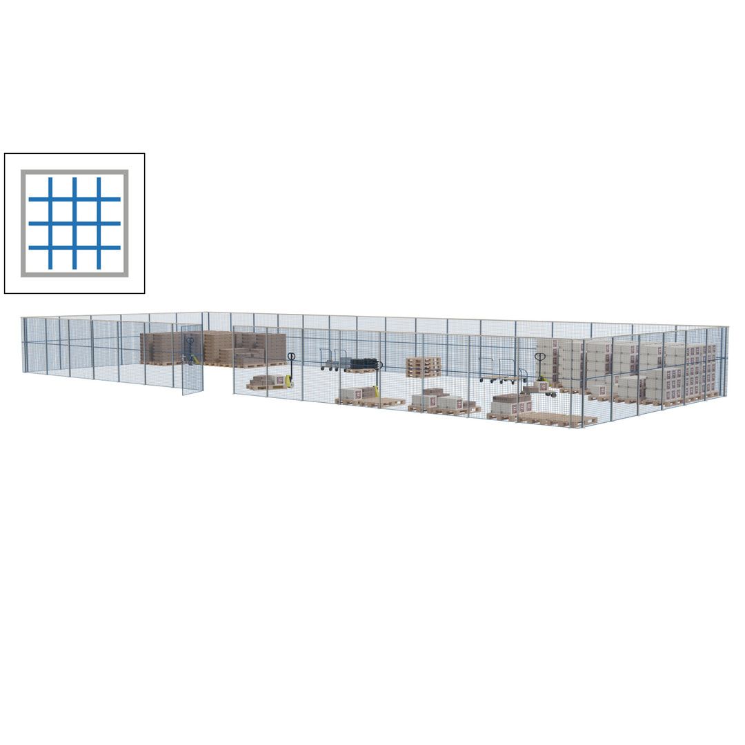 Maschinen Schutzgitter - Hallentrennwand - Sicherheitszaun - Tür - 66 m - 2.200 x 24.400 x 9.400 mm (HxBxT) - enzianblau