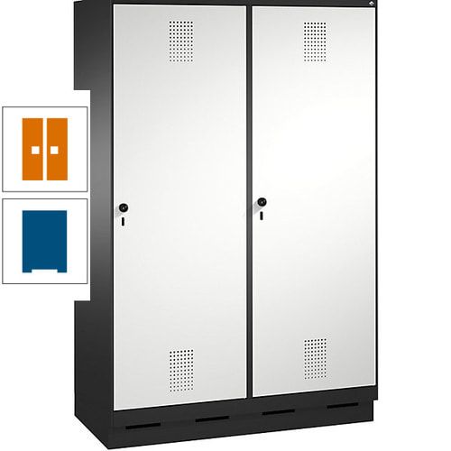 Doppel-Spind, Garderobenschrank, 2 Türen für 4 Abteile a 300 mm, Korpus anthrazitgrau, Türen anthrazitgrau, 1.800 x 1.200 x 500 mm (HxBxT)