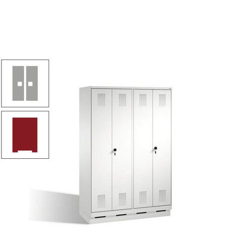 Doppel-Spind, Doppeltüren, Garderobenschrank mit Sockel, 4 Abteile a 300 mm, Korpus anthrazitgrau, Tür anthrazitgrau, 1.800 x 1.200 x 500 mm (HxBxT)
