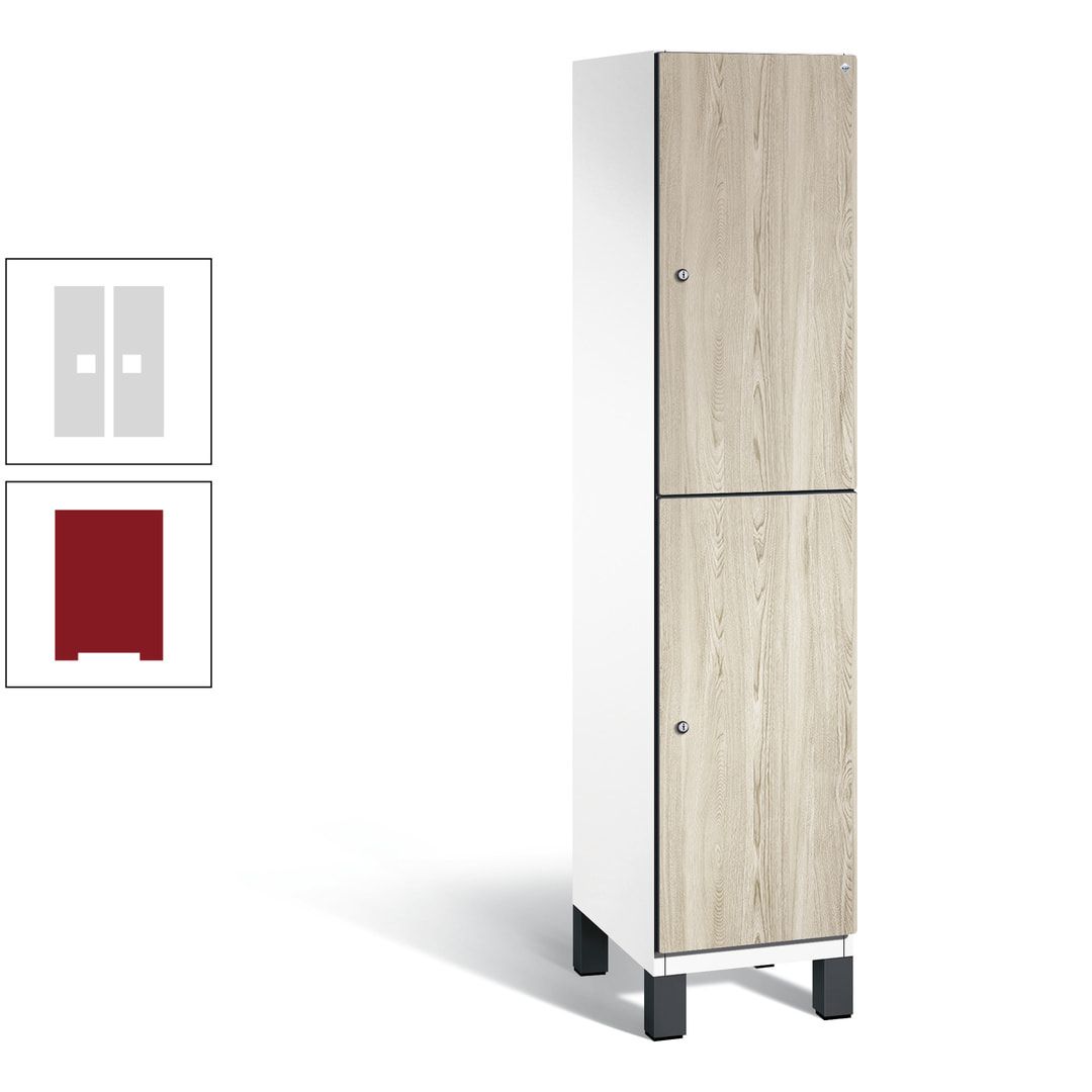 Fächerschrank, Garderobenschrank, mit Füßen, 1 Abteile, 1.980 x 400 x 525 mm (HxBxT), Korpus anthrazitgrau, Tür Donau-Ahorn