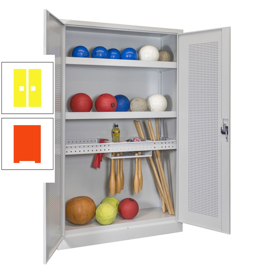 Sportschrank - Lochfeldtüren - Variante 2 - 1.950x1.200x500 mm (HxBxT) - anthrazitgrau