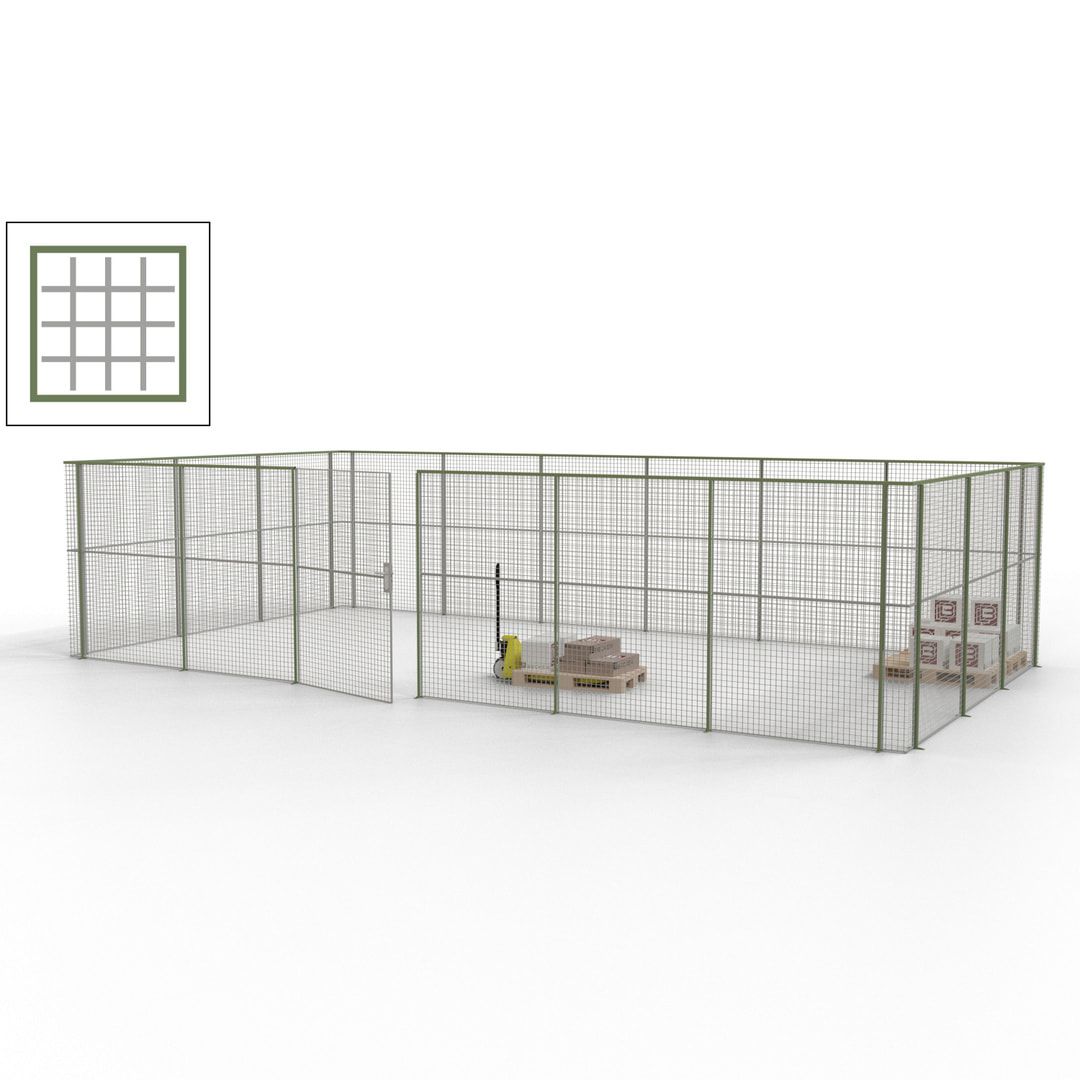 Maschinen Schutzgitter - Hallentrennwand - Sicherheitszaun - Tür - 27 m - 2.200 x 9.400 x 4.900 mm (HxBxT) - enzianblau