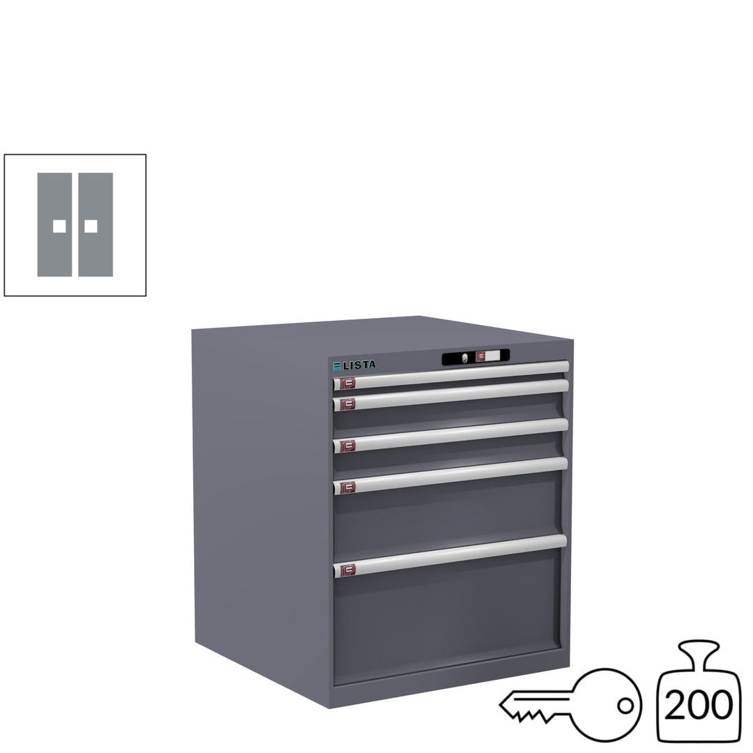 Lista Schubladenschrank - 14.411.010 - 850x717x725 mm (HxBxT) - 5 Schubladen - 75 kg - Key Lock - lichtblau (RAL 5012)
