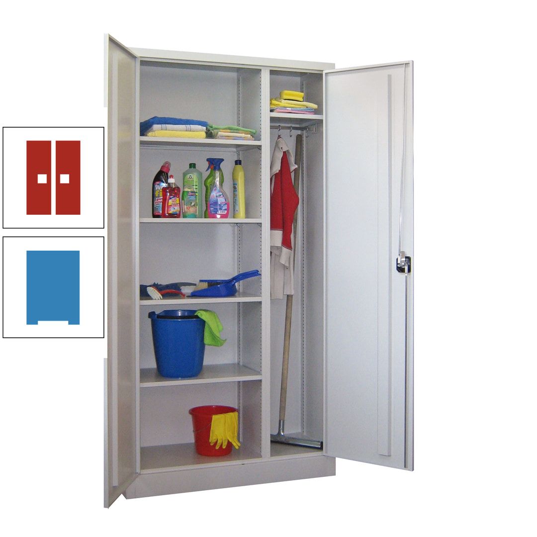 Putzschrank mit Trennwand - 1.950x1.000x400 mm (HxBxT) - Böden pulverbeschichtet - anthrazitgrau