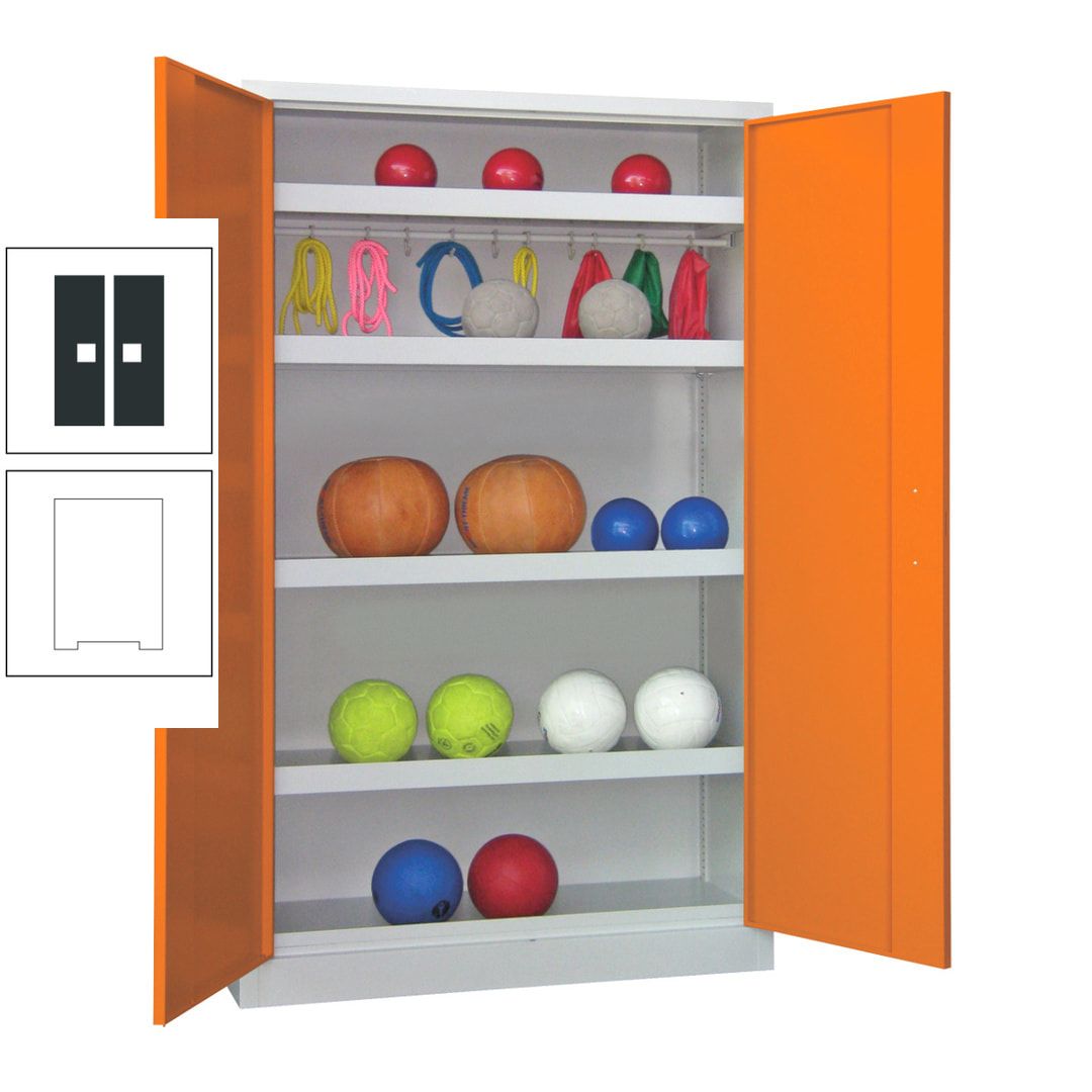 Ballschrank - Vollblechtüren - 4 Böden - 1 Hakenleiste - 1.950x1.200x500 mm (HxBxT) - anthrazitgrau