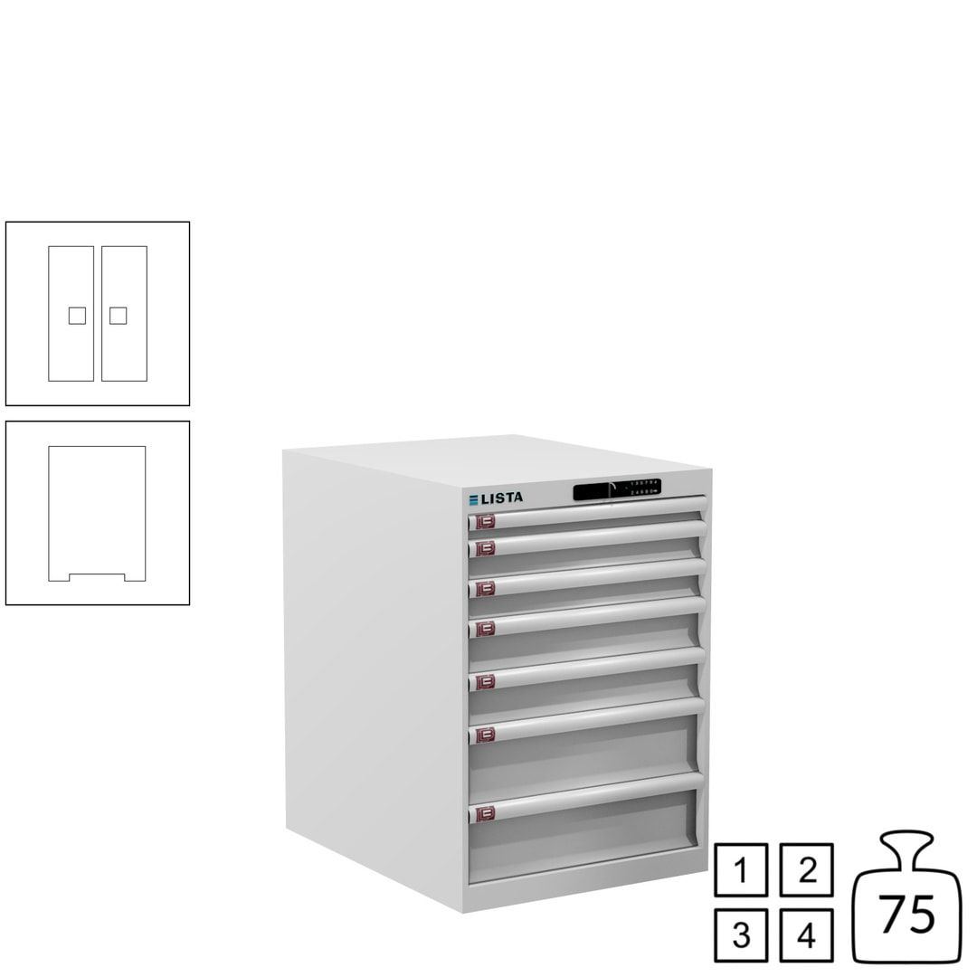 Lista Schubladenschrank - 14.354.010 - 800x564x725 mm (HxBxT) - 7 Schubladen - 75 kg - Key Lock - lichtblau (RAL 5012)